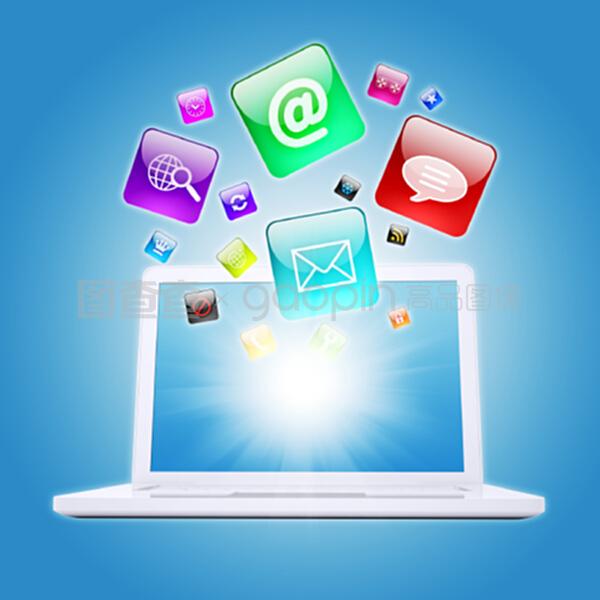 筆記本電腦與程序圖標(biāo) 數(shù)字世界的交互紐帶